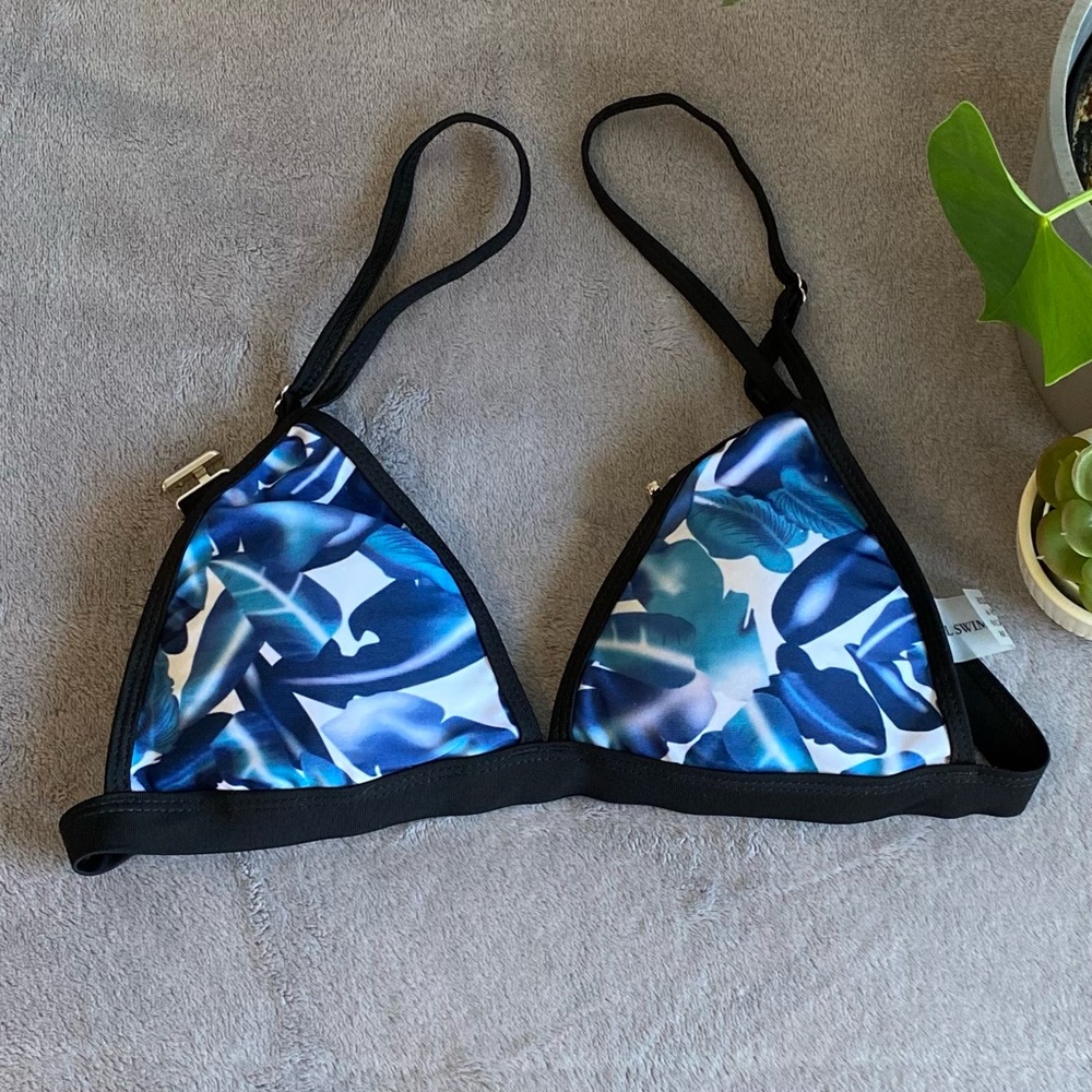 Zaful blue tropical print bikini size M